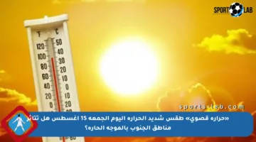 «حرارة قصوى» طقس شديد الحرارة اليوم الجمعة 15 أغسطس هل تتأثر مناطق الجنوب بالموجة الحارة؟